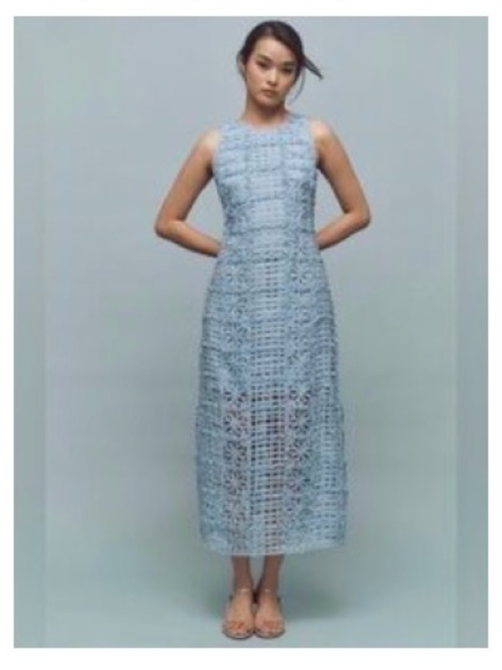 Endless Rose from Anthropologie sky Blue ribbon Crochet Maxi Dress S NWT